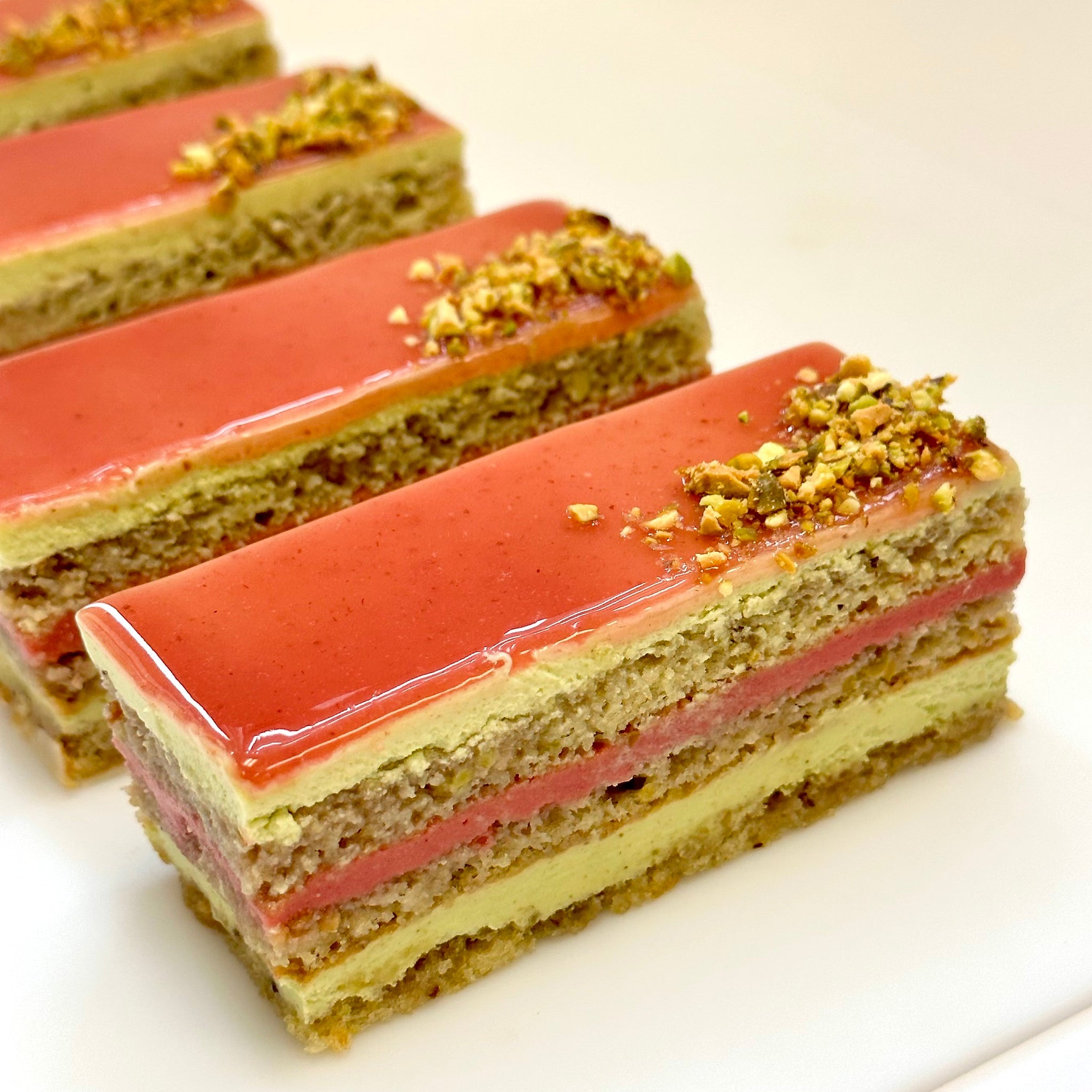 4019 - Raspberry Pistachio Opera Strip – DessertWerks